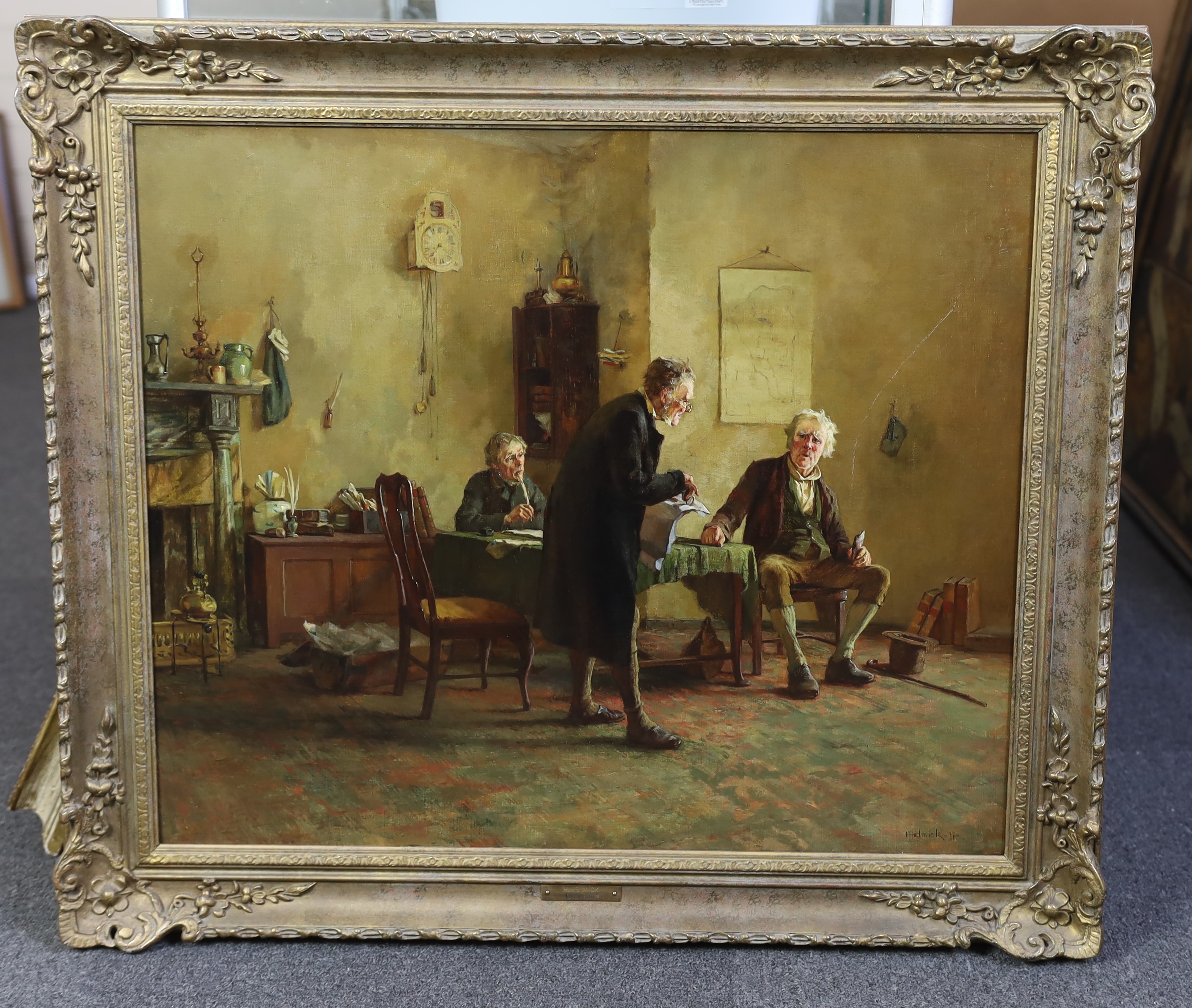 Howard Helmick (American, 1845-1907), 'The Lawyer's Office', oil on canvas, 57 x 68cm